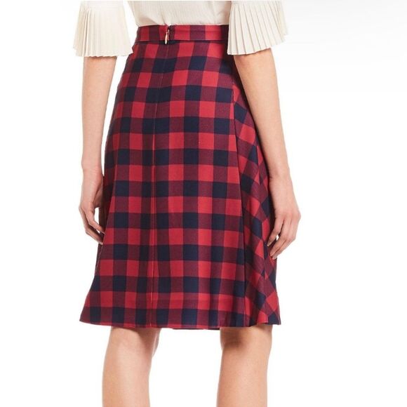 Draper James Buffalo Checkered Collection Pleated Midi Skirt NWT Size 6 Red - Picture 2 of 15
